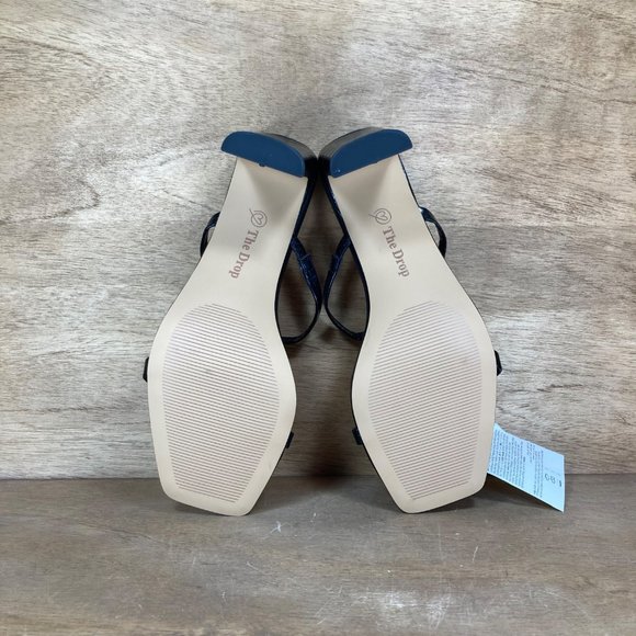 NEW The Drop Avery Square Toe Two Strap Black Women SZ 9 Slip-On Heeled Sandals - Picture 8 of 10